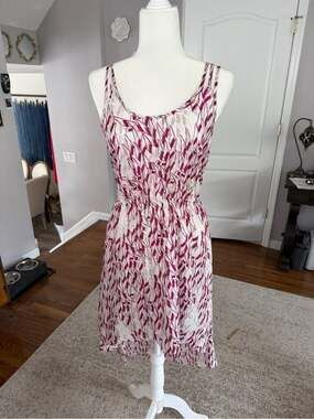 BCBGeneration White Mini Dress with Berry Leaf Print - never worn